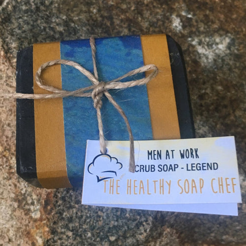 The Healthy Soap Chef Men at work - LEGEND - scrub soap sitting on a rock